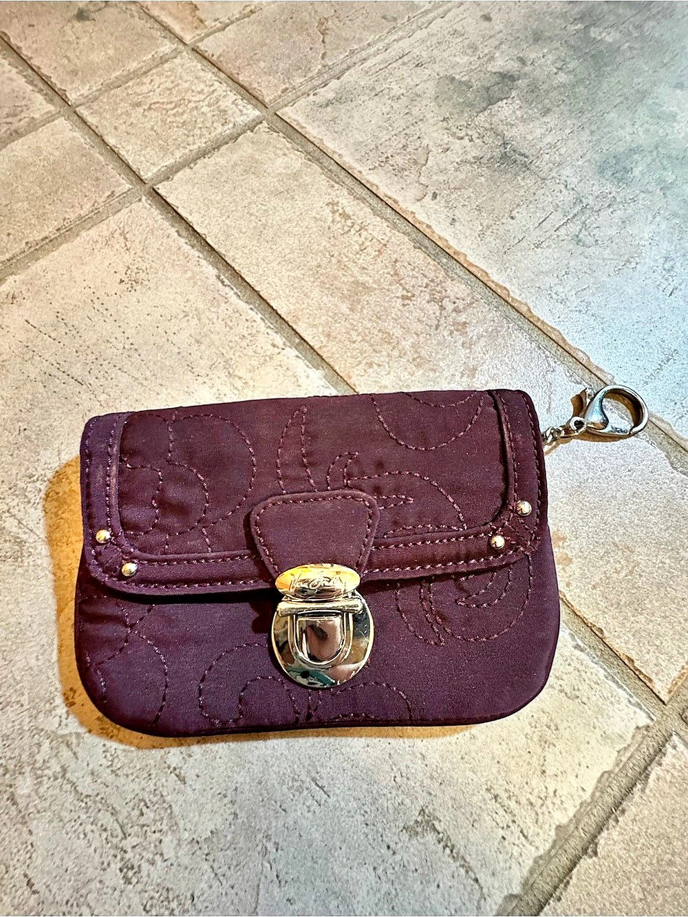 Vera Bradley Quilted ID Case Wallet Purple